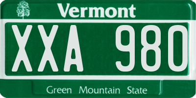 VT license plate XXA980