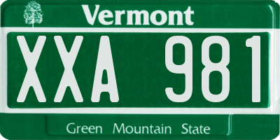 VT license plate XXA981