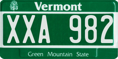 VT license plate XXA982