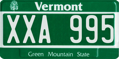 VT license plate XXA995