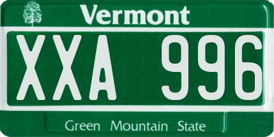 VT license plate XXA996