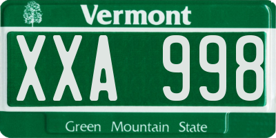 VT license plate XXA998
