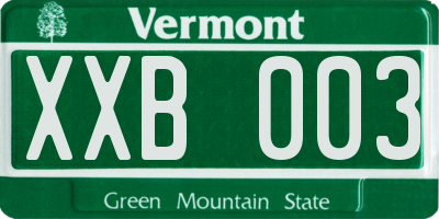 VT license plate XXB003