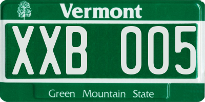 VT license plate XXB005