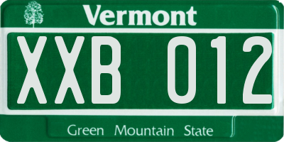 VT license plate XXB012