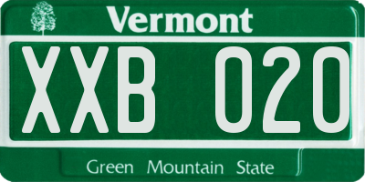 VT license plate XXB020