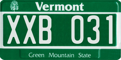 VT license plate XXB031