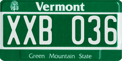 VT license plate XXB036