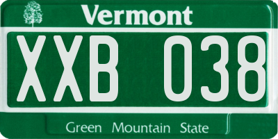 VT license plate XXB038