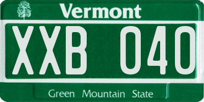 VT license plate XXB040