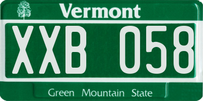 VT license plate XXB058