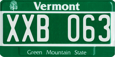 VT license plate XXB063