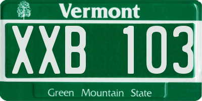 VT license plate XXB103