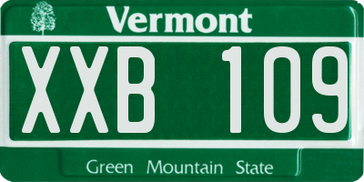VT license plate XXB109