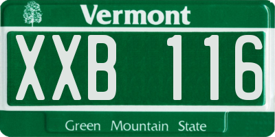 VT license plate XXB116