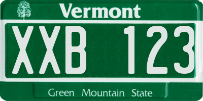 VT license plate XXB123