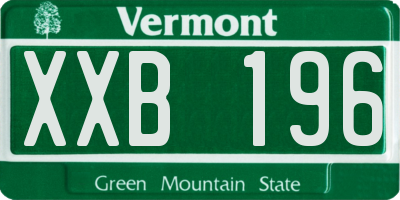 VT license plate XXB196