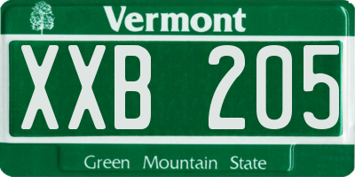 VT license plate XXB205