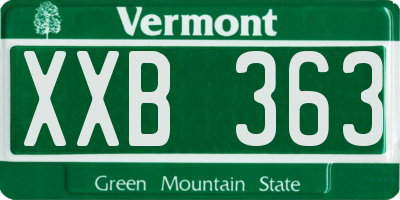 VT license plate XXB363