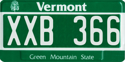 VT license plate XXB366