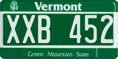 VT license plate XXB452