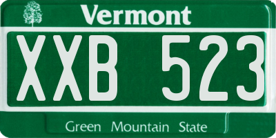 VT license plate XXB523