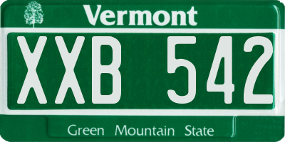 VT license plate XXB542