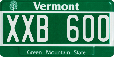 VT license plate XXB600