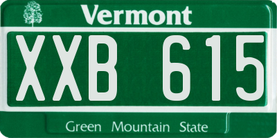 VT license plate XXB615