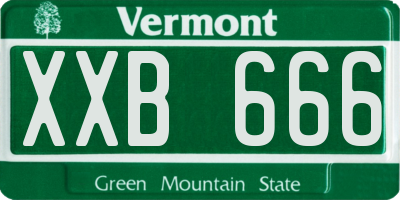 VT license plate XXB666