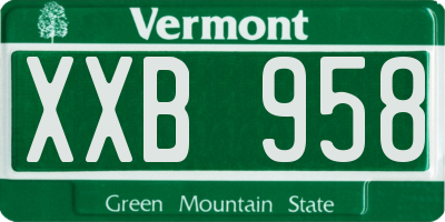 VT license plate XXB958