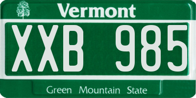 VT license plate XXB985