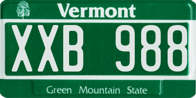 VT license plate XXB988