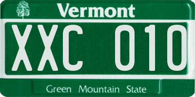 VT license plate XXC010