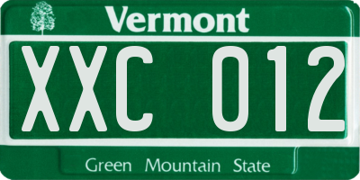 VT license plate XXC012