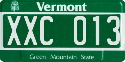 VT license plate XXC013