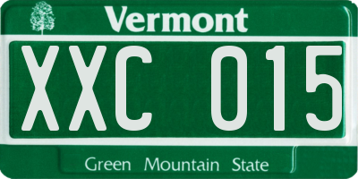 VT license plate XXC015
