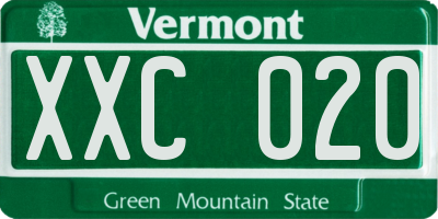 VT license plate XXC020