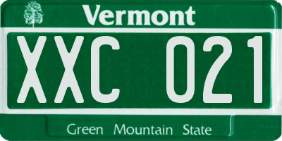 VT license plate XXC021