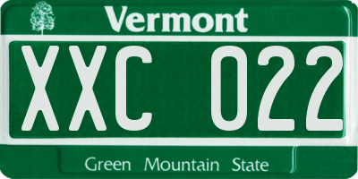 VT license plate XXC022