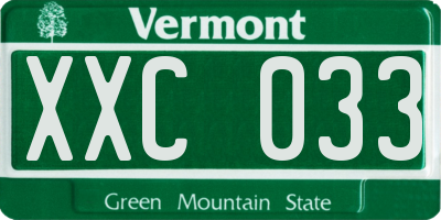 VT license plate XXC033