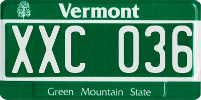 VT license plate XXC036