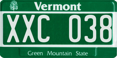 VT license plate XXC038