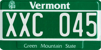 VT license plate XXC045