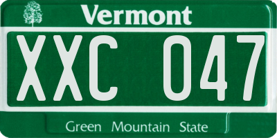 VT license plate XXC047