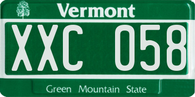 VT license plate XXC058