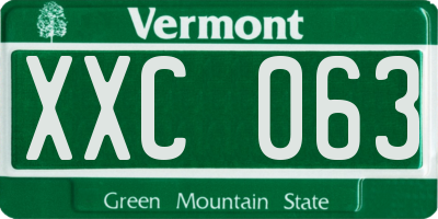 VT license plate XXC063