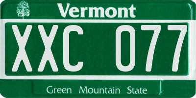 VT license plate XXC077