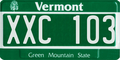 VT license plate XXC103