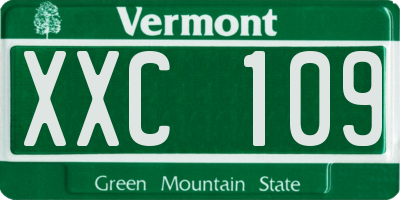 VT license plate XXC109